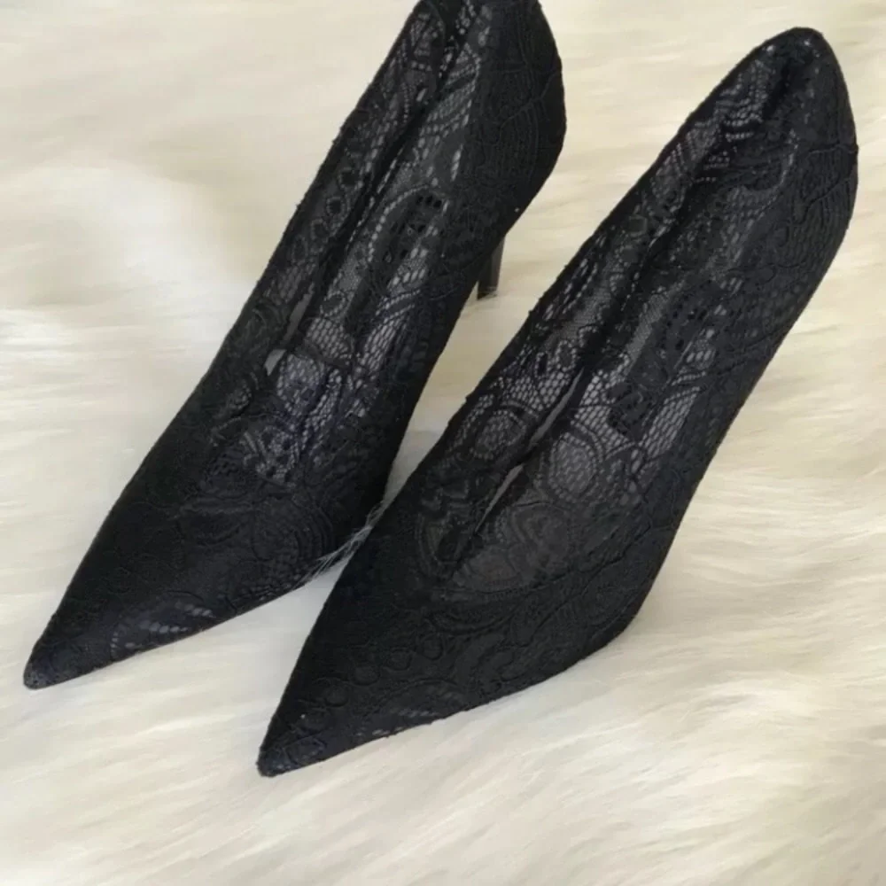 Zara Heels Black Lace Detail Size 6.5 NWT - Picture 6 of 8